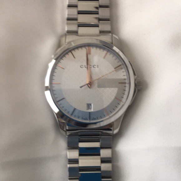 Gucci G-Timeless Stainless Steel Men's Watch with Triple-Link Bracelet - Picture 2 of 10